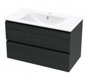PACIFIC RISE 900 DOUBLE DRAWER WALL CHARRED OAK