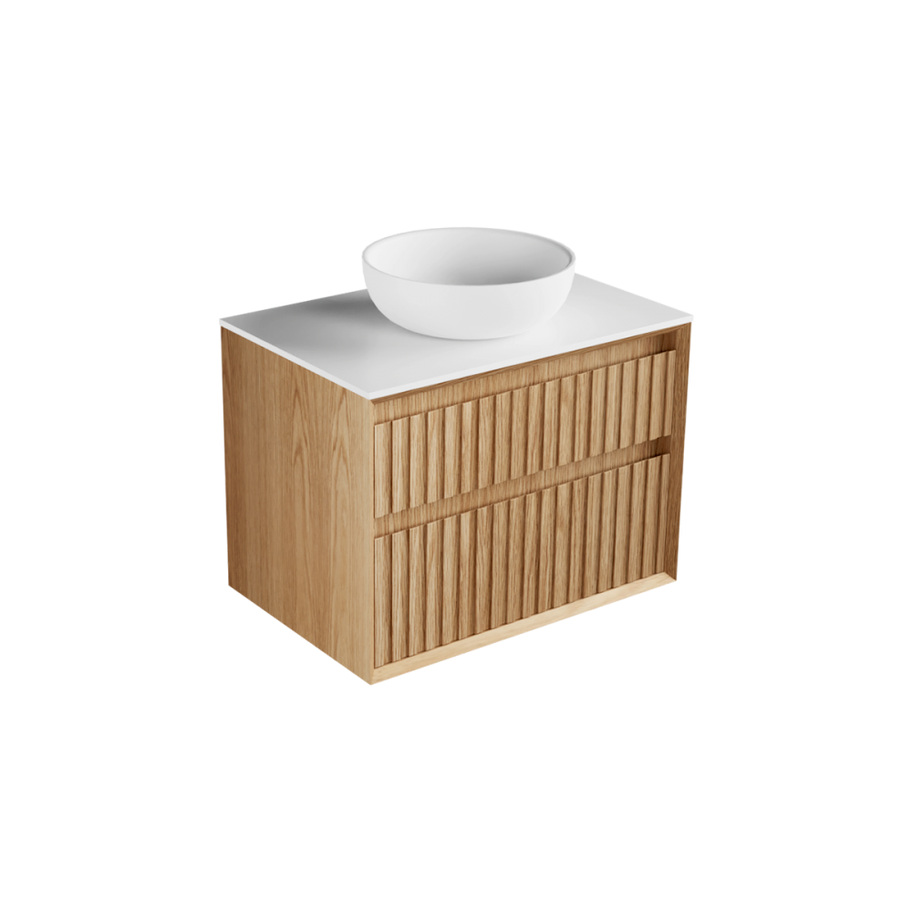 Plato Largo 750 2 drawers, stacked, timber veneer, solid surface top