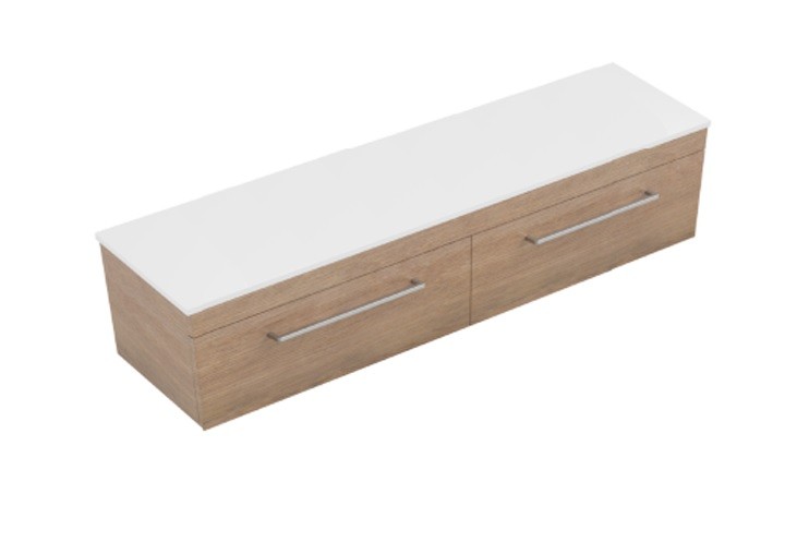 1800 Skye Wall Hung Left Hand Offset Basin Vanity (2 Drawer) - Specify Colour & Slab Top