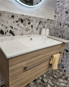 Terrazzo Snow and Storm with City 900 Wall Hung Basin in Winter Birch