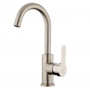 STAINLESS GOOSENECK BASIN MIXER BRUSHED STAINLESS