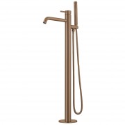 FLOOR MOUNTED BATH MIXER W/ HAND SHOWER - BRUSHED COPPER