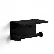 VERSA TOILET ROLL HOLDER WITH SHELF - MATTE BLACK