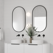 ASPECT FRAMED MIRROR & DEMISTER - OVAL - 500X1050 - BLACK