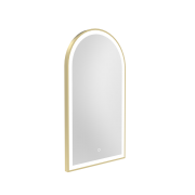 500 BROADWAY ARCH MIRROR WITH LED LIGHTING & DEMISTER WITH BRUSHED BRASS FRAME - 500W X 900H