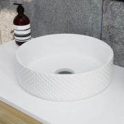 Coral Beaded Round Vessel Basin - Gloss White