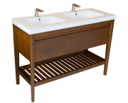 1200 Liberty Floor Standing Washstand Double Basin with Slatted Shelf - Specify Colour & Basin