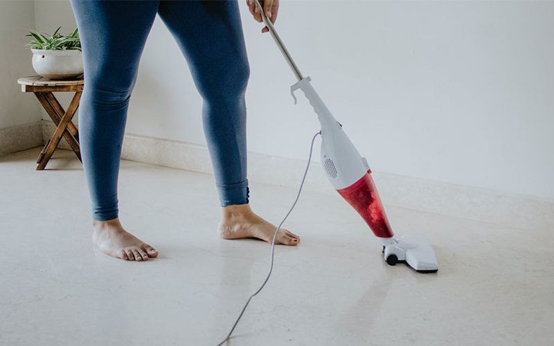 Vacuum or sweep the area Vacuum or sweep the area
