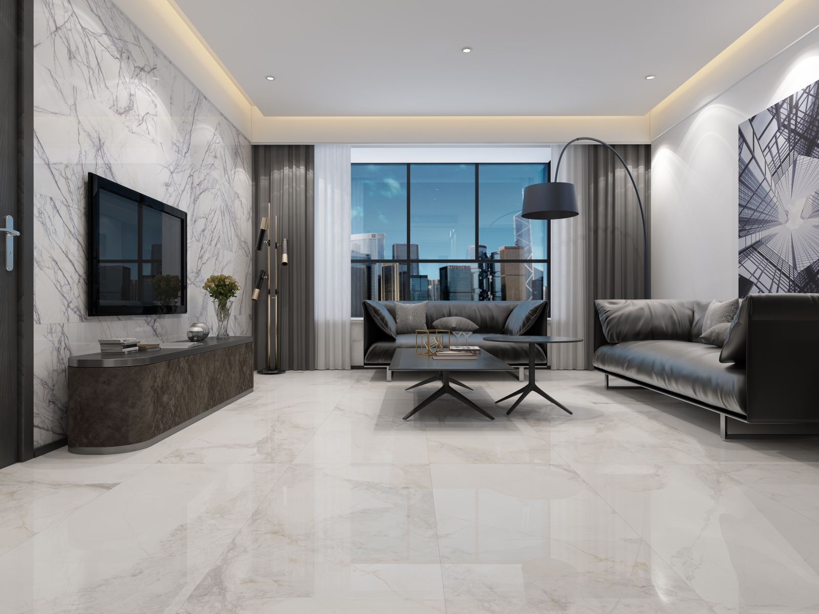 Glossy best sale floor tiles